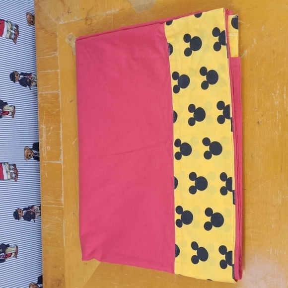 Vintage Disney Mickey Mouse Character red & yellow twin top sheet - Picture 1 of 4